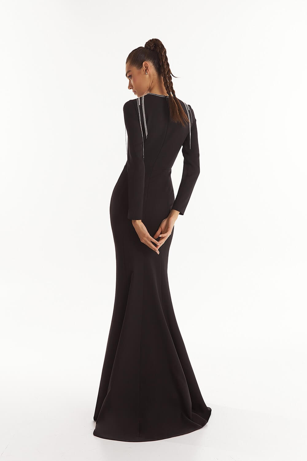 Olyamak Jackie Long Sleeves Crystal Beaded Occasional Gown