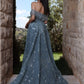 Azzure Couture 17029 Embellished Ball Gown with Detachable Off-Shoulder Collar