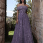 Azzure Couture 17029 Embellished Ball Gown with Detachable Off-Shoulder Collar