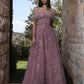 Azzure Couture 17029 Embellished Ball Gown with Detachable Off-Shoulder Collar
