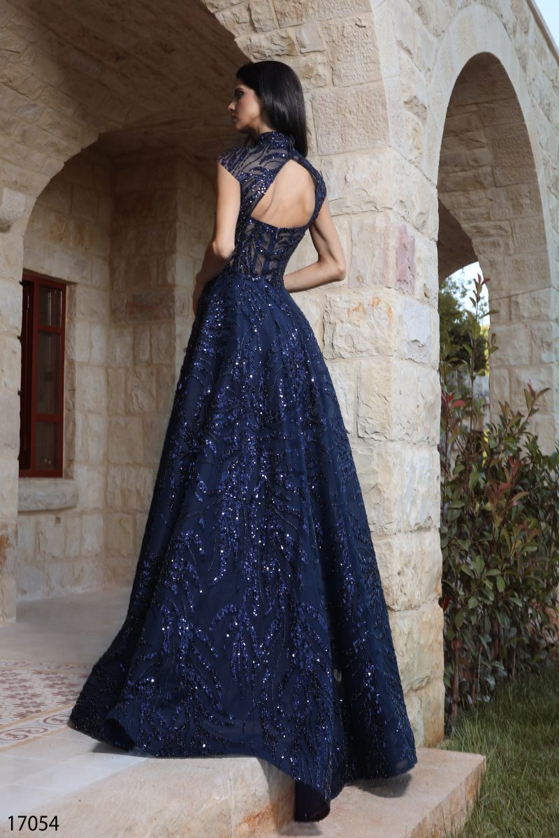 Glittering Ball Gown with Detachable Illusion Neckline - Style 17054