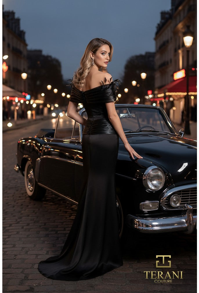 Terani Couture 261E6235 Off-Shoulder Mermaid Evening Gown