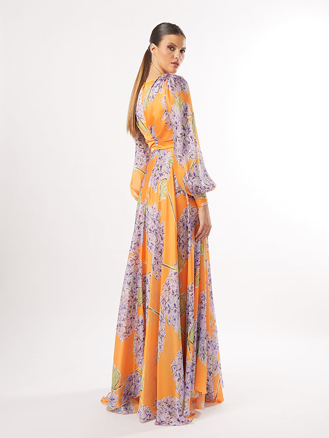 Carla Ruiz 50643: Elegant Long-Sleeve Floral Maxi Dress in Versatile Colors