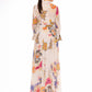 Carla Ruiz 52538 Floral Chiffon Long Sleeve Evening Gown with Tie Waist