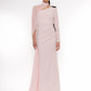 Carla Ruiz 52566 One-Shoulder Evening Gown with Sheer Cape Detail