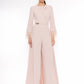 Carla Ruiz 52628 Long Sleeve Jumpsuit with Feather Cuffs
