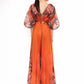 Carla Ruiz 52700 Pleated Chiffon Gown in Sunset Orange