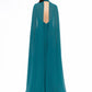 Carla Ruiz High-Neck Cape Chiffon Evening Gown – 52727