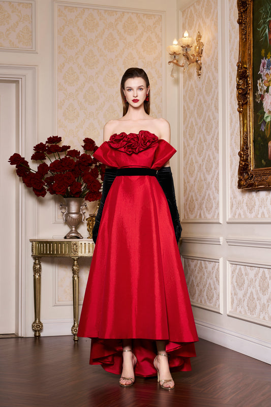 I.H.F Atelier: Stunning Red Off-Shoulder Evening Gown