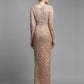 Gemy Maalouf BC1418 Beaded Long Dress in Ivory Skin - Exquisite Elegance with Dropped Neckline