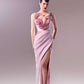 Gaby Charbachy 1604: Lace and Organdie Pink Draped Dress for Elegant Occasions