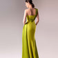 Gaby Charbachy 1606: Opulent Lime One Shoulder Draped Dress with Piqué Mikado & Crepe