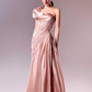 Gaby Charbachy 1631: One-Shoulder Draped Organdie and Lace Evening Dress