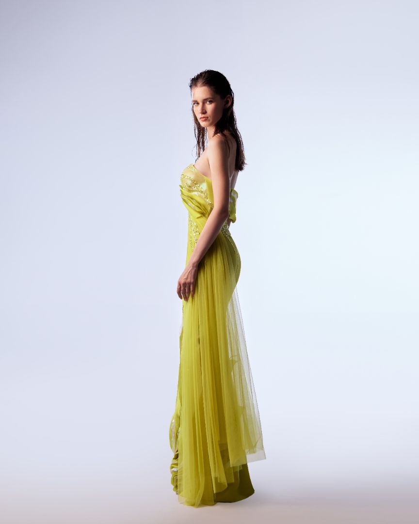 Gaby Charbachy 1721: Citrus Glamour Sheath Gown