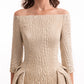 Gemy Maalouf EDR26 2133LD Off-the-Shoulder Ombré Jacquard Evening Gown