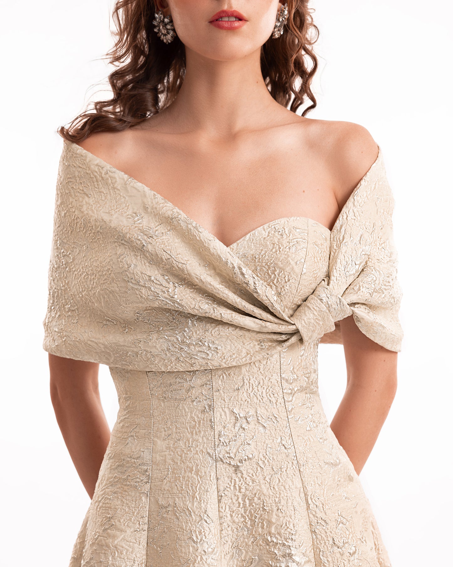 Gemy Maalouf EDR26 2134LD Off-the-Shoulder Jacquard Ball Gown