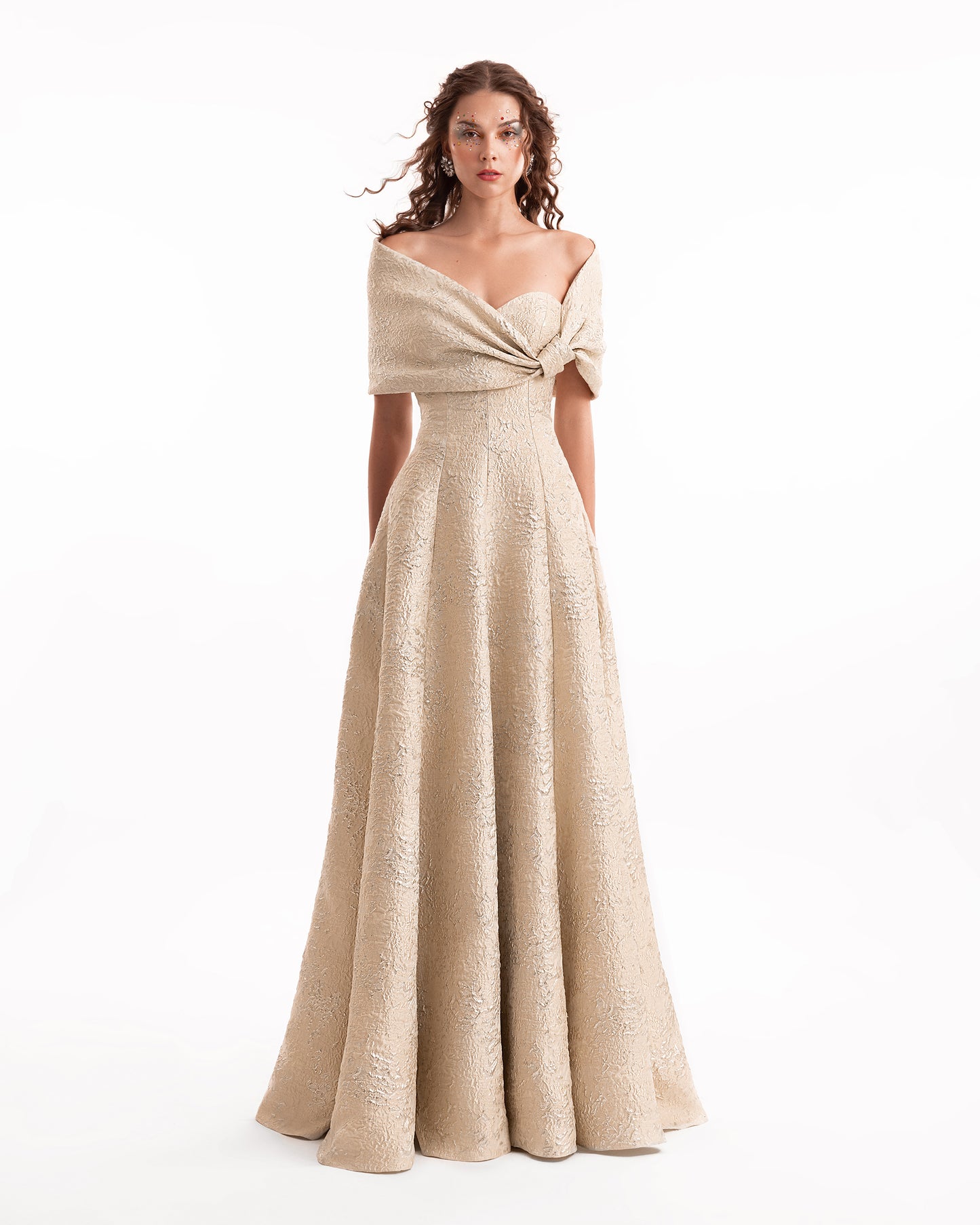 Gemy Maalouf EDR26 2134LD Off-the-Shoulder Jacquard Ball Gown