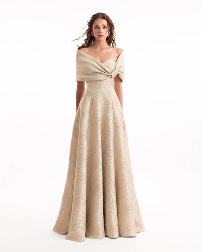 Gemy Maalouf EDR26 2134LD Off-the-Shoulder Jacquard Ball Gown