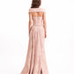Gemy Maalouf EDR26 2135LD Off-the-Shoulder Jacquard Evening Gown with Bow Detail