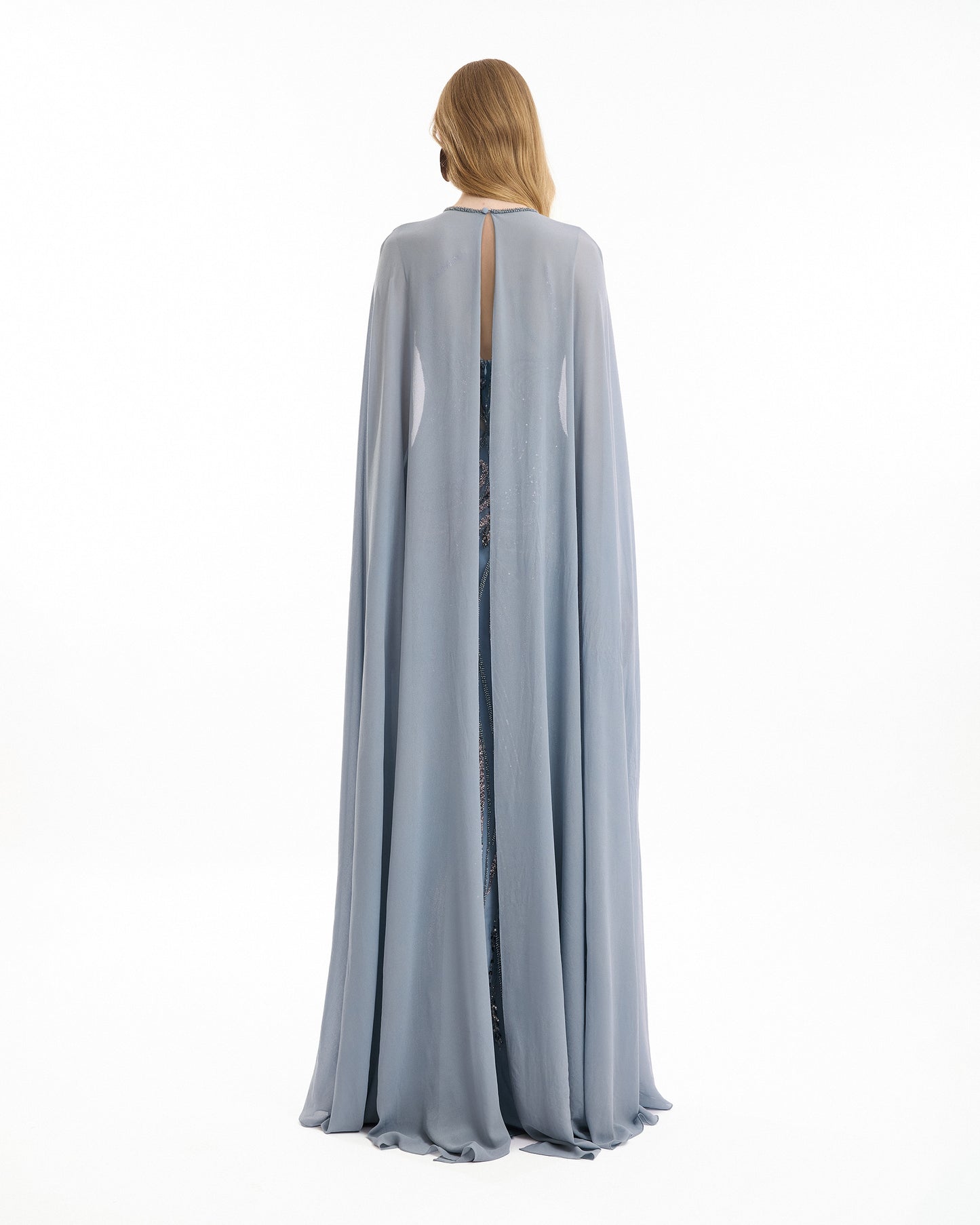 Gemy Maalouf EDSS26 2152LD Beaded Embroidered Cape Evening Gown