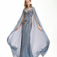 Gemy Maalouf EDSS26 2152LD Beaded Embroidered Cape Evening Gown