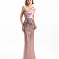 Gemy Maalouf EDSS26 2155LD One-Shoulder Beaded Floral Evening Gown