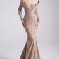 MNM Couture F02900 Off-Shoulder Sequined Mermaid Gown