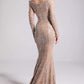 MNM Couture F02900 Off-Shoulder Sequined Mermaid Gown