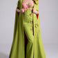 MNM Couture F02917 Pistache & Pink Strapless Column Gown with Floral Cape