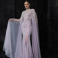 Azzure Couture FM9001 Embellished Cape Sleeve Evening Gown