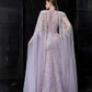 Azzure Couture FM9001 Embellished Cape Sleeve Evening Gown
