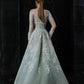 Azzure Couture: Elegant Light Green Floral Gown