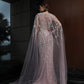 Azzure Couture: Glamorous Beaded Gown with Sheer Cape