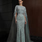 Azzure Couture: Glamorous Beaded Gown with Sheer Cape