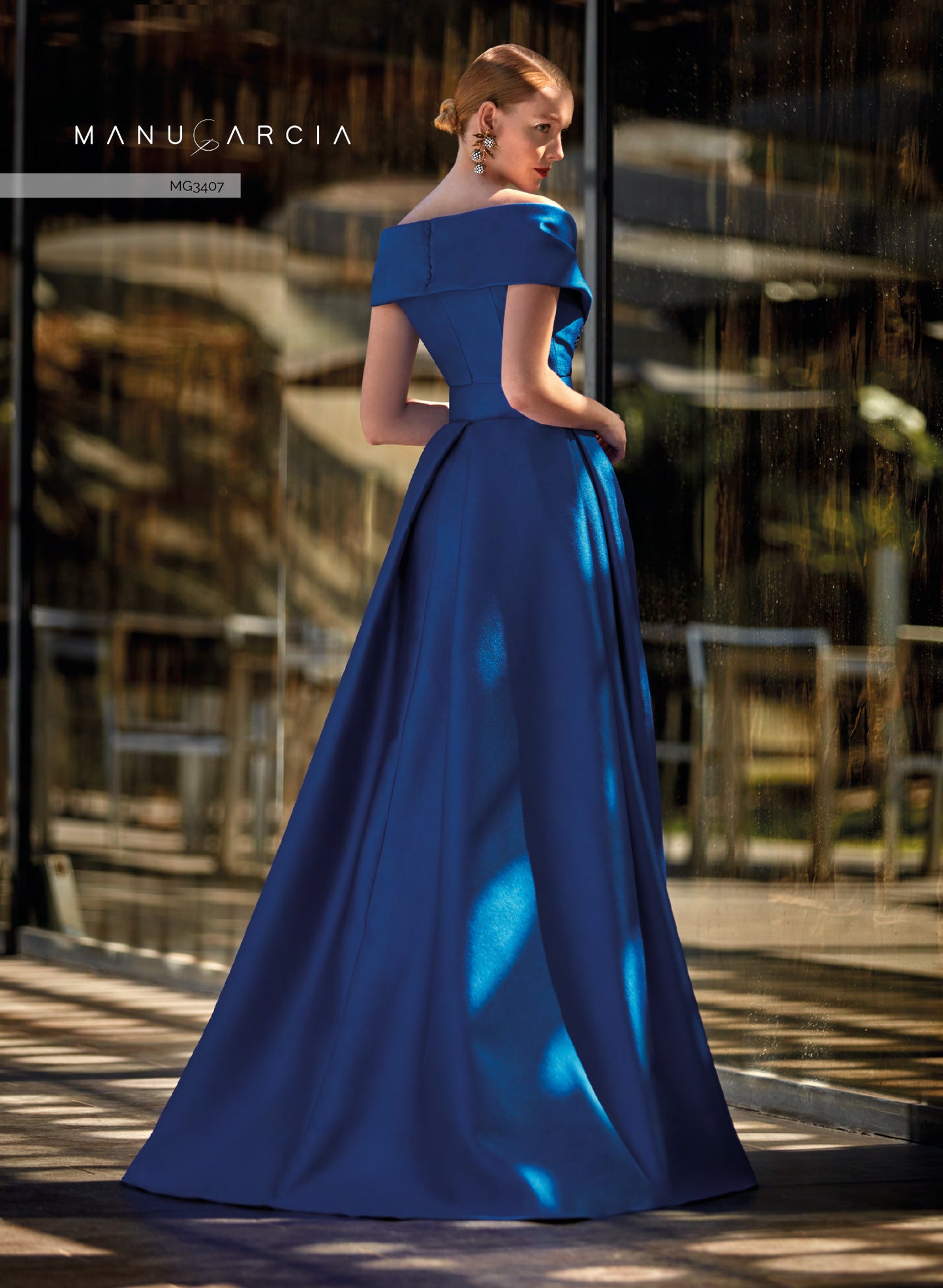 HigarNovias-MG3407-Jacquard-Dress-Simplicity-Meets-Glamour-Spectacular-Celebrations-Back-View - Rofial Beauty