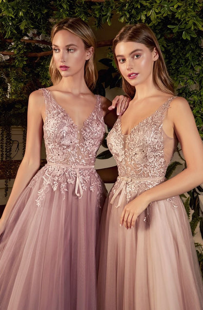 Andrea & Leo A1045: Crystal Embellished Tulle A-Line Dress