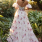 Andrea & Leo A1133 Strapless Organza Peony Print Ball Gown