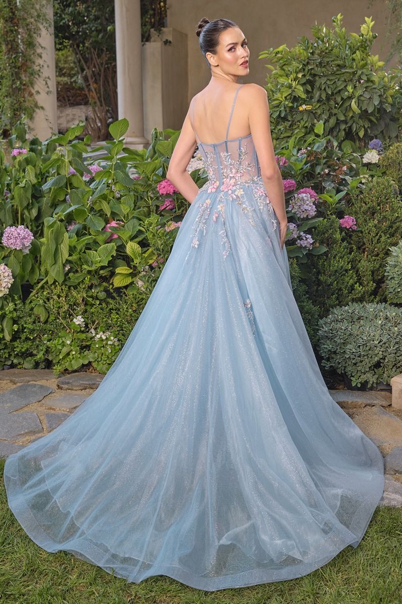 Andrea & Leo A1490 Floral Embroidered Ball Gown with Butterfly Detail