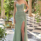 Andrea & Leo A1494 Strapless Beaded Evening Gown with Sweetheart Neckline & High Slit