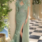 Andrea & Leo A1494 Strapless Beaded Evening Gown with Sweetheart Neckline & High Slit
