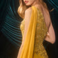 Andrea & Leo A1495 One-Shoulder Beaded Cape Evening Gown – Marigold