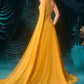 Andrea & Leo A1495 One-Shoulder Beaded Cape Evening Gown – Marigold