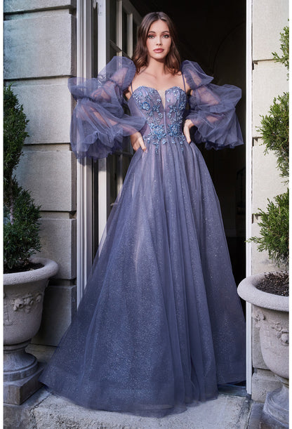 Andrea & Leo B709: Smoky Blue Ball Gown Rofial Beauty Andrea & Leo B709: Smoky Blue Ball Gown Rofial Beauty