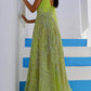 MNM Couture K3995 Pistache Beaded A-Line V-Neck Evening Gown with Shawl Cape