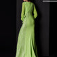 Manu García MG3611 – Sophisticated Lime Green Crepe & Sequin Gown with Knee-Length Slit