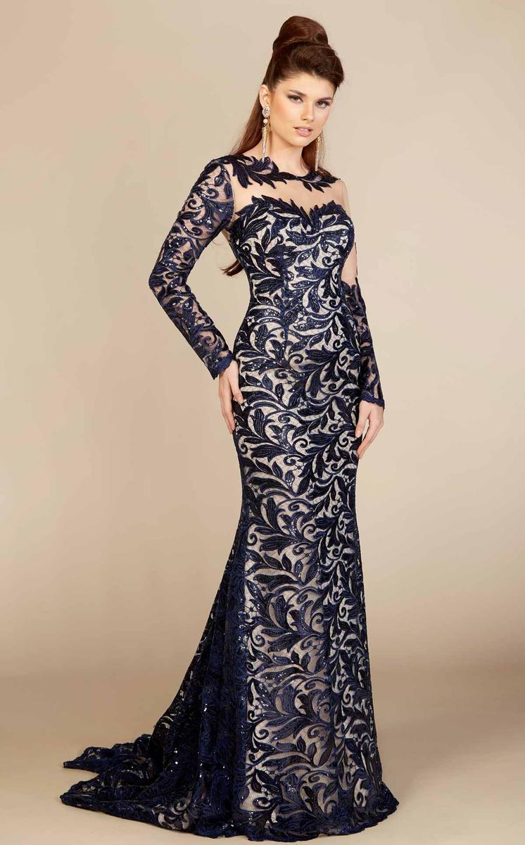 Fully Embroidered Navy Gown - Rofial Beauty