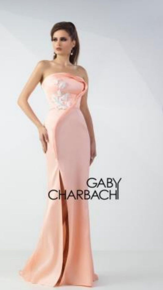 Gaby Charbachy GC 732 Straight Peach Mermaid Dress - Rofial Beauty