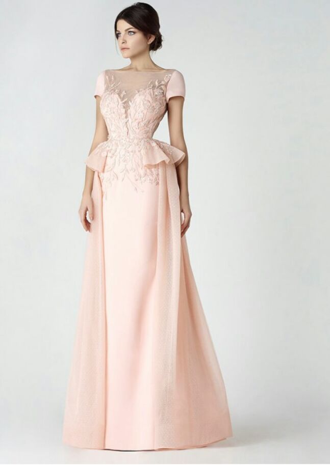 Peach Peplum Style Dress - Rofial Beauty