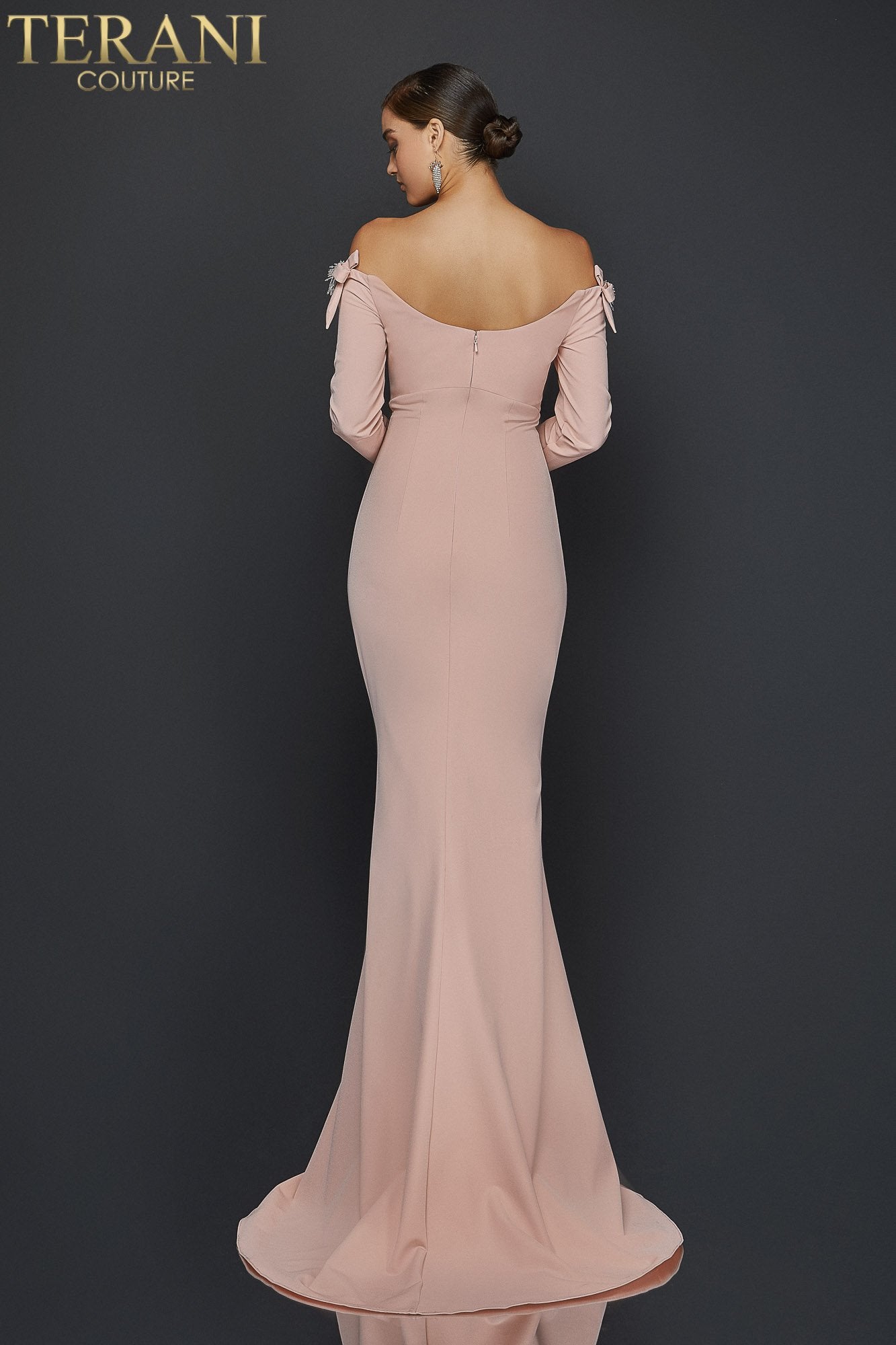 Form Fitting Long Gown With Scoop Neck