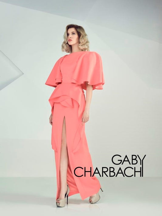 Gaby Charbachy GC 673 Coral Jersey Dress - Rofial Beauty